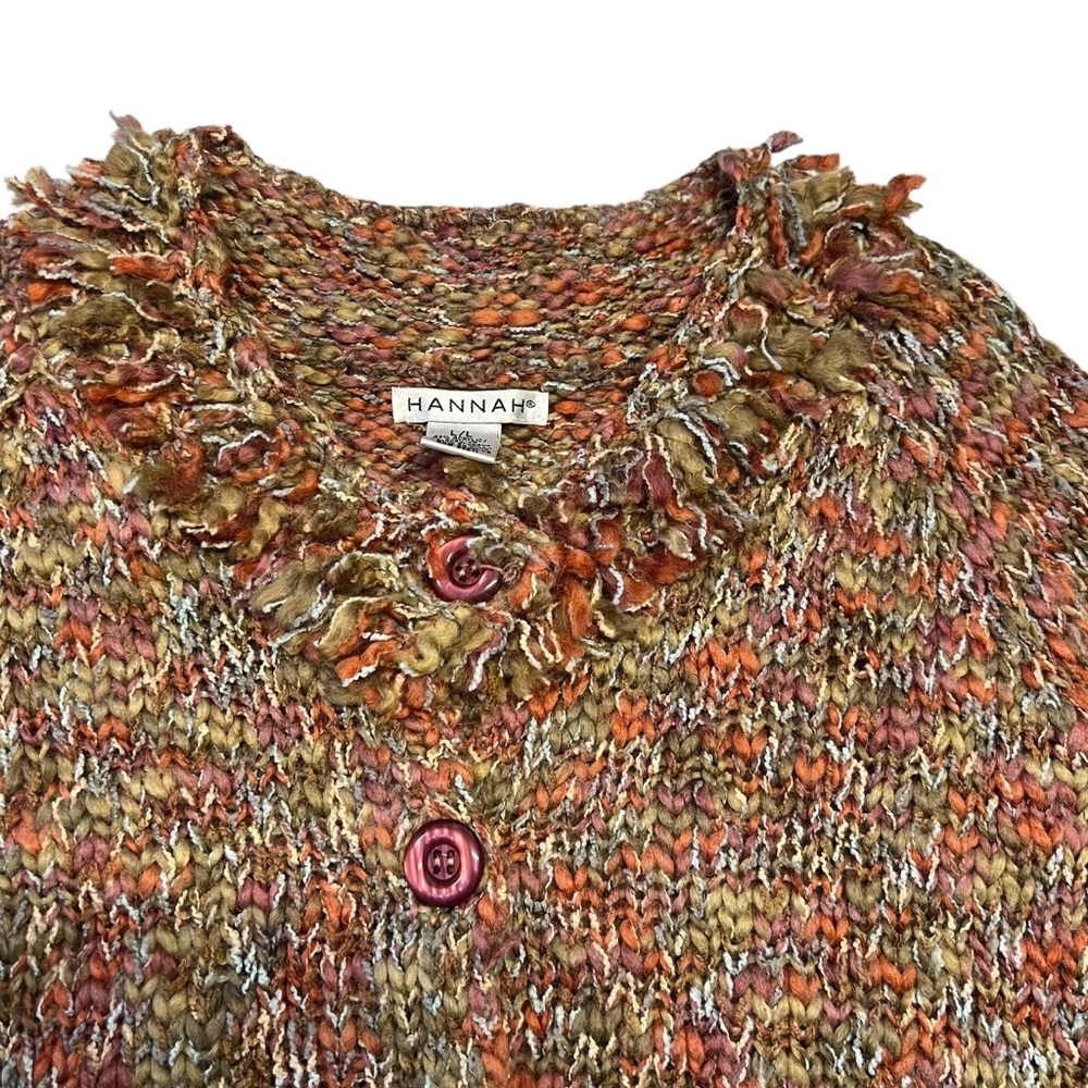 Hannah - Women’s Colorful Acrylic/Wool Blend Cardigan Sz. LG - Picture 3 of 6